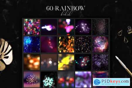 60 Rainbow Bokeh Overlays, Light Effects