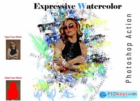 Expressive Watercolor PS Action 7120347
