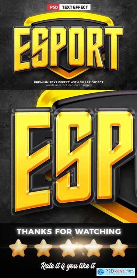 Esport Team Yellow Black Logo Mockup Template 3D Editable Text Effect Premium PSD 37122603