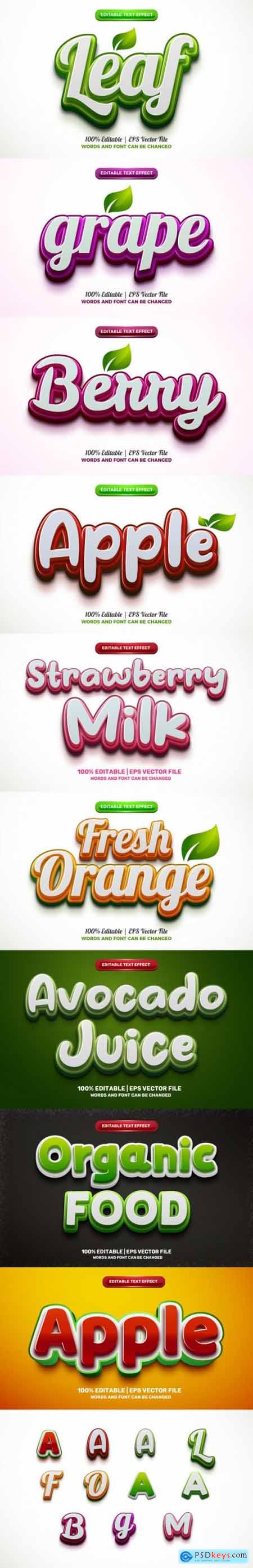 Nature Organic food editable text style effect collection 34832420