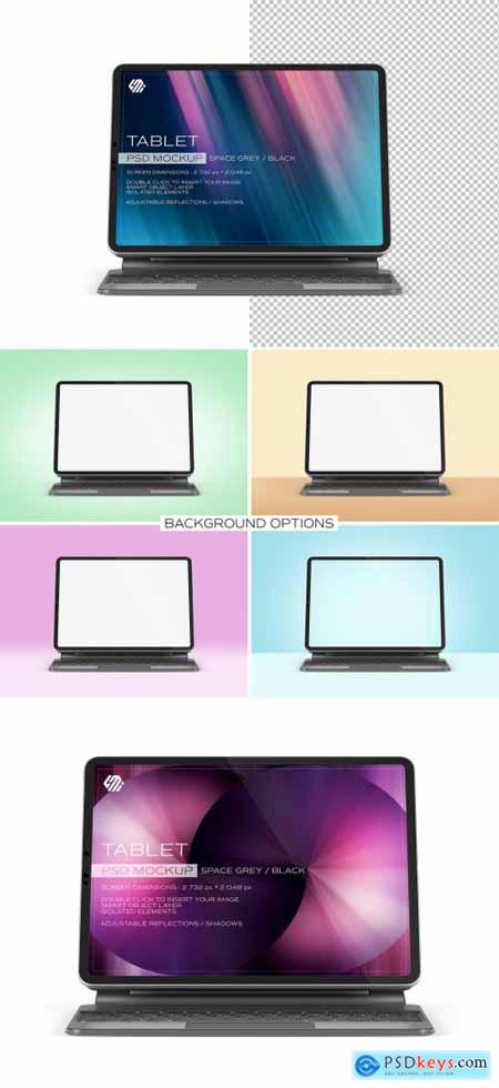 Tablet Touchscren and Keyboard Mockup Isolated on White 492064087