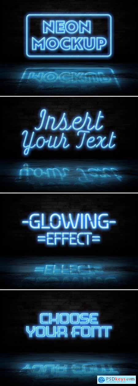 Neon Sign Text Effect Reflecting on the Ground Mockup 414737324