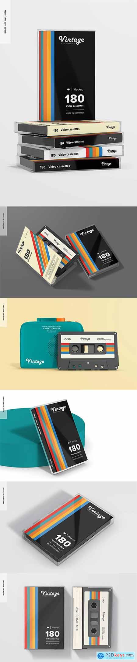 Cassettes with box mockup