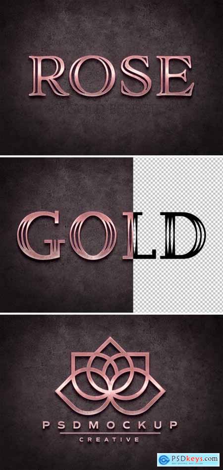 Old Pink Gold Text Style with Glossy Effect Mockup 481695619