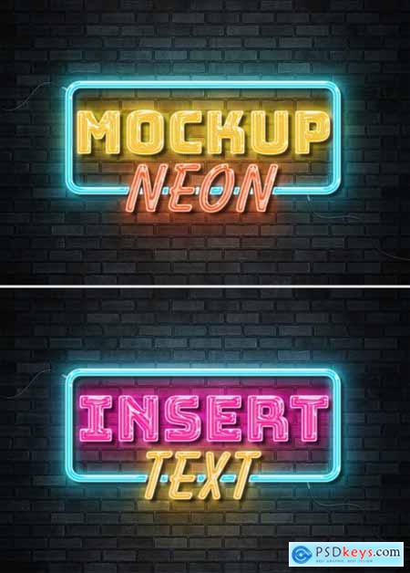 Neon Sign Text Effect on Brick Wall with Wires Mockup 405246369