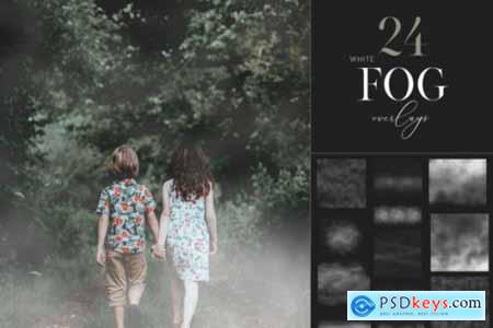 24 Fog Overlays, Realistic Fog Clipart