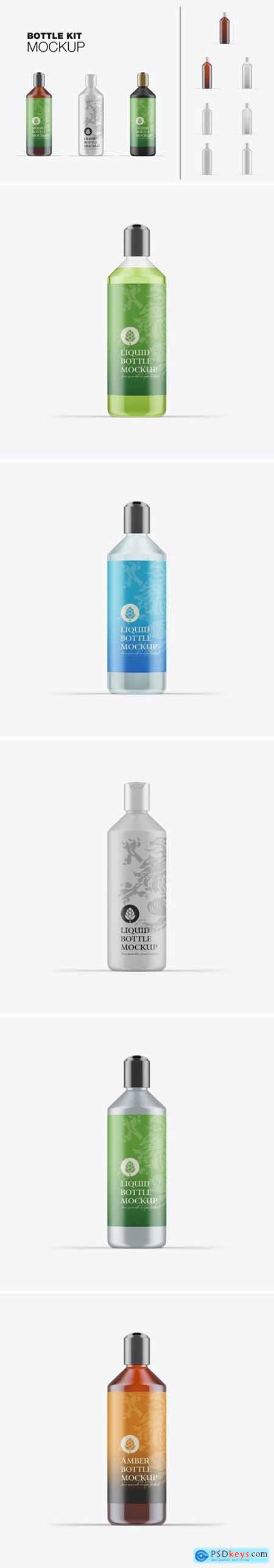 Liquid Bottle Glass -Metal -plastic -Amber Mockup