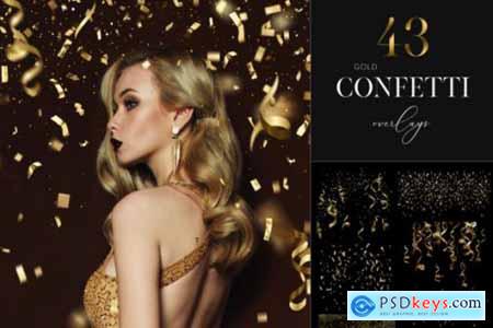 43 Gold Confetti Overlays, Metallic