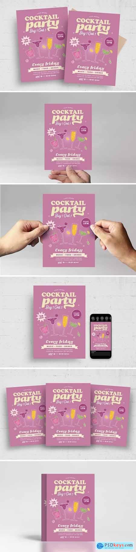 Retro Cocktail Party Flyer Template
