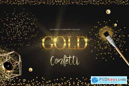 Gold Confetti Clipart, Gold Borders