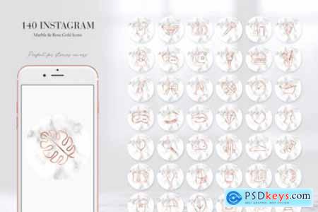 140 Rose Gold and Marble Icons Instagram