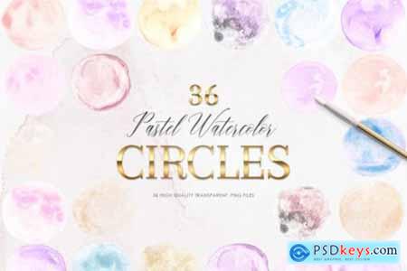 36 Watercolor Circles Clipart