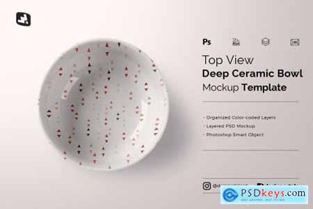 Top View Deep Ceramic Bowl Mockup 4966637