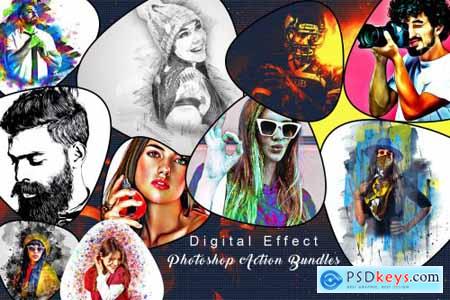Digital Effect Photoshop Actions Bundle