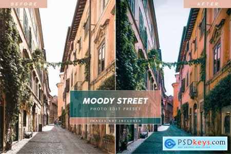 Editable moody street preset for photo edits