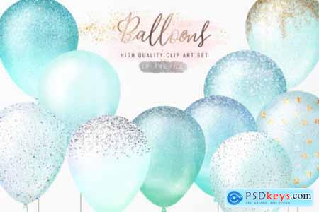 Glitter Sparkle Balloons Clipart