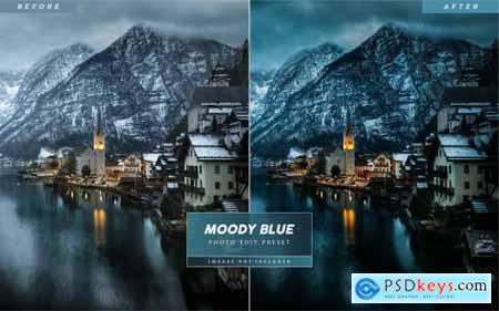 Editable moody blue photo edit filter effect for instagram