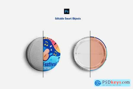 Glossy Round Pin Badge Set Mockup 7149012