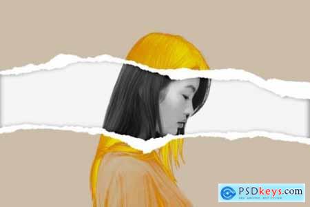 Torn Paper Negative Ray Photo Effect Psd