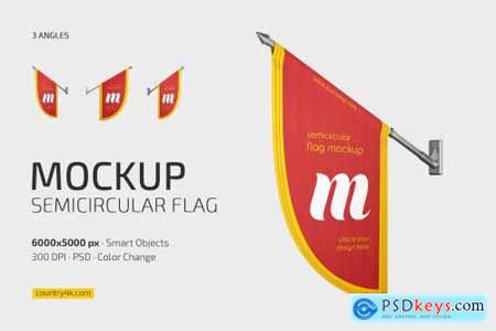 Semicircular Flag Mockup Set 7109370