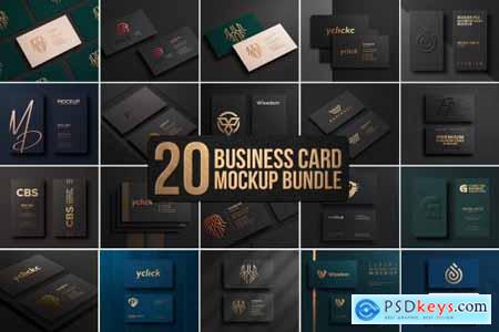 20 Gold Foil Business Card Mockup 7096458