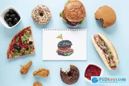 Burger Watercolor Food Set Illustration