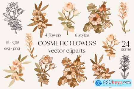 Cosmetic Flowers Vector Clipart