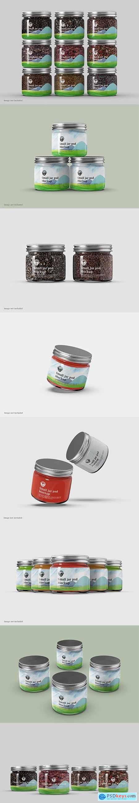 Small spices pickle or jelly jar mockup