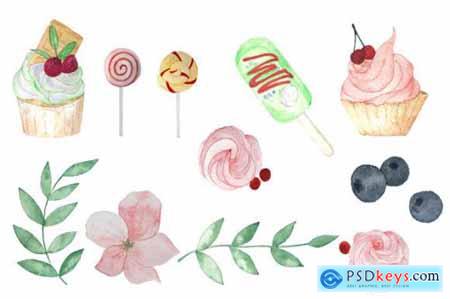 Watercolor Sweet Cake Clipart