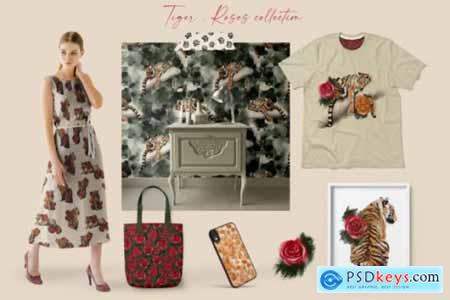 Tigers & Roses watercolor collection 6941142