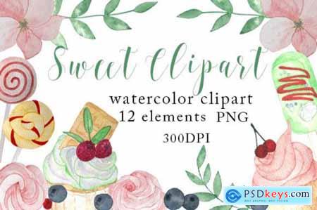 Watercolor Sweet Cake Clipart