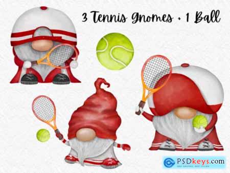 Tennis Gnomes Watercolor Clipart