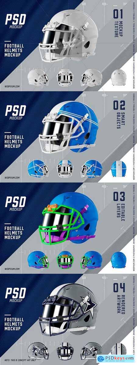 Football Helmets Mockup Template 5