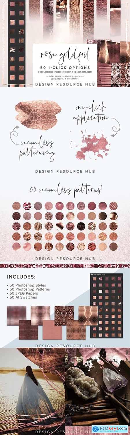 Rose Gold Foil PS Layer Style Pack 6966096