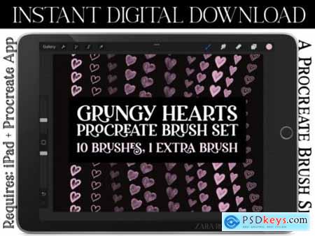 Procreate Grungy Heart Brush Set