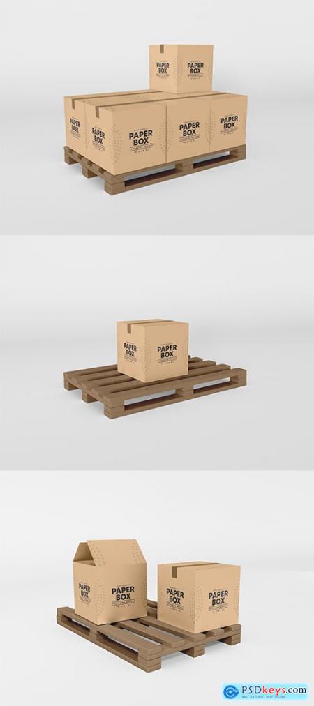 Large cardboard parcel delivery box branding mockup