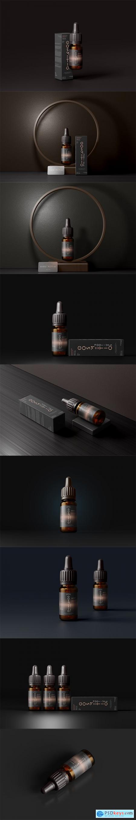 Glass dropper bottle mockup