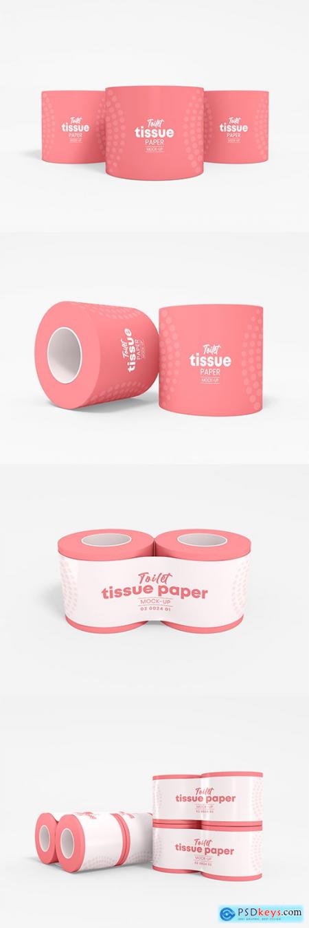 Toilet tissue paper roll packaging mockup