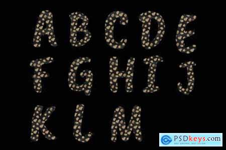 Black Gold Leopard Alphabet Cliparts