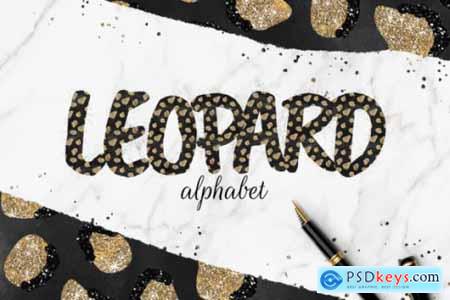 Black Gold Leopard Alphabet Cliparts
