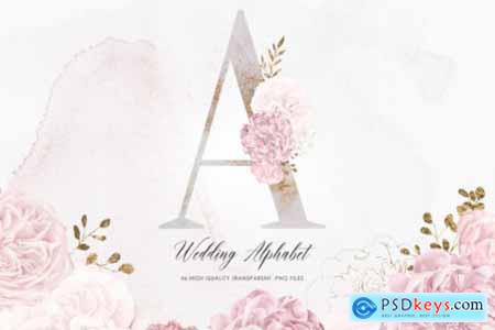 Floral Letters Clipart, Wedding Alphabet