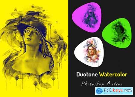 Duotone Watercolor Photoshop Action 7187748