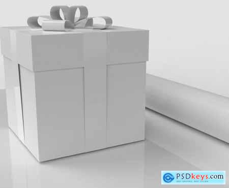 Gift Box & Wrapping Paper Mockup