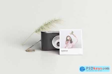 Polaroid Mockup With Camera Realistic Rendering