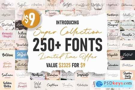 Super Collection Font Bundle - 258 Premium Font 23629076