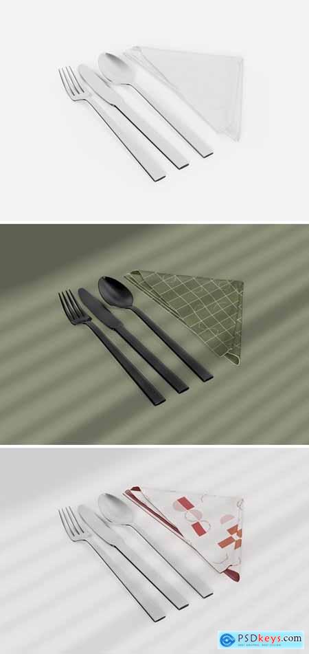 Cutlery with Napkin Mockup