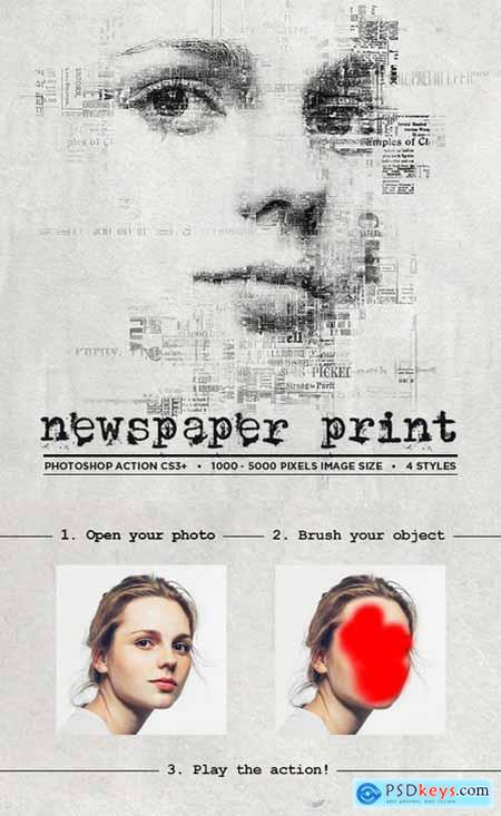Newspaper Print Photoshop Action CS3+ 19471439
