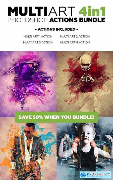 Multiart 4in1 Photoshop Actions Bundle 21011936