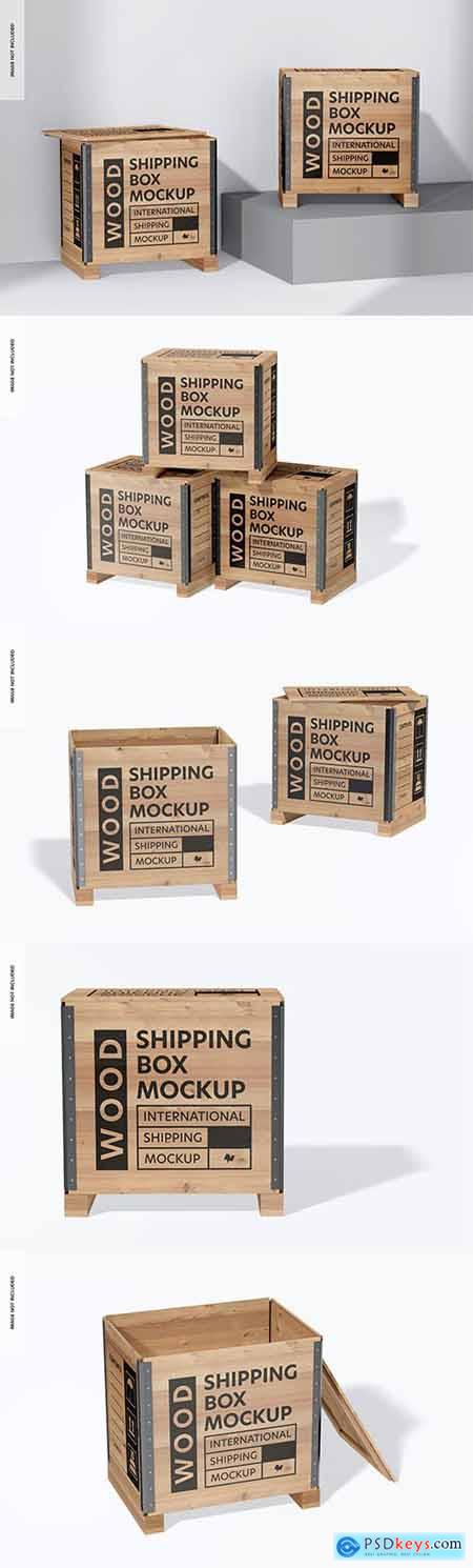 Wood shipping box mockup