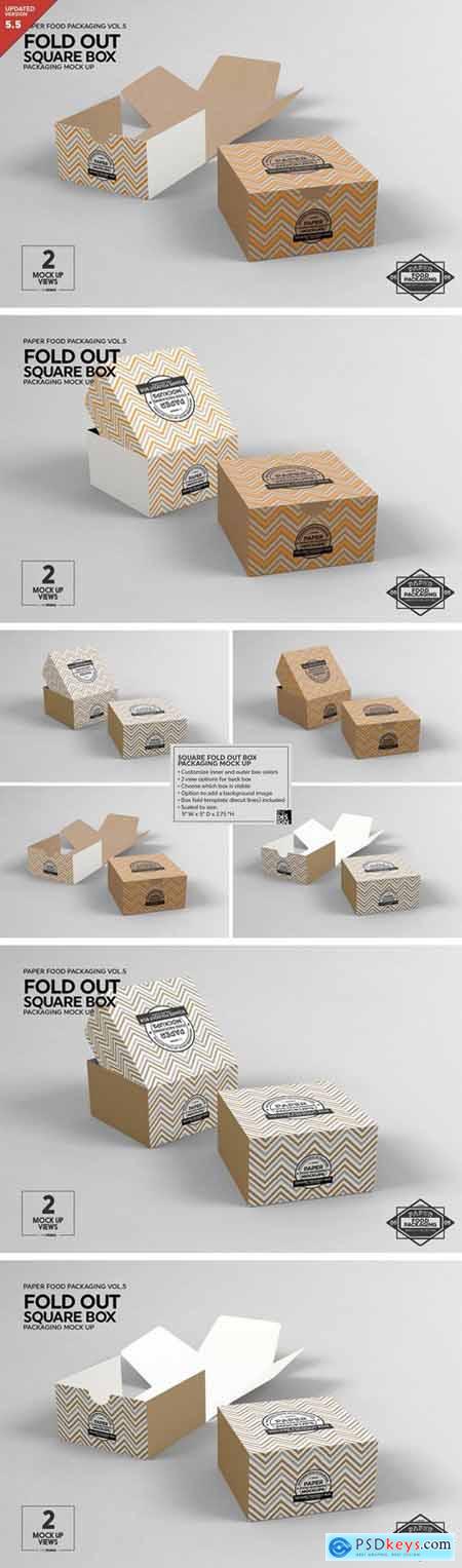 Square Fold Out Box Packaging Mockup